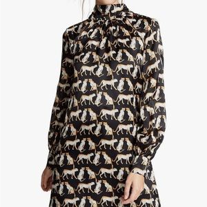 Milly Women's Cheetah Print on Silk Long Sleeve Sherie Mini Dress,